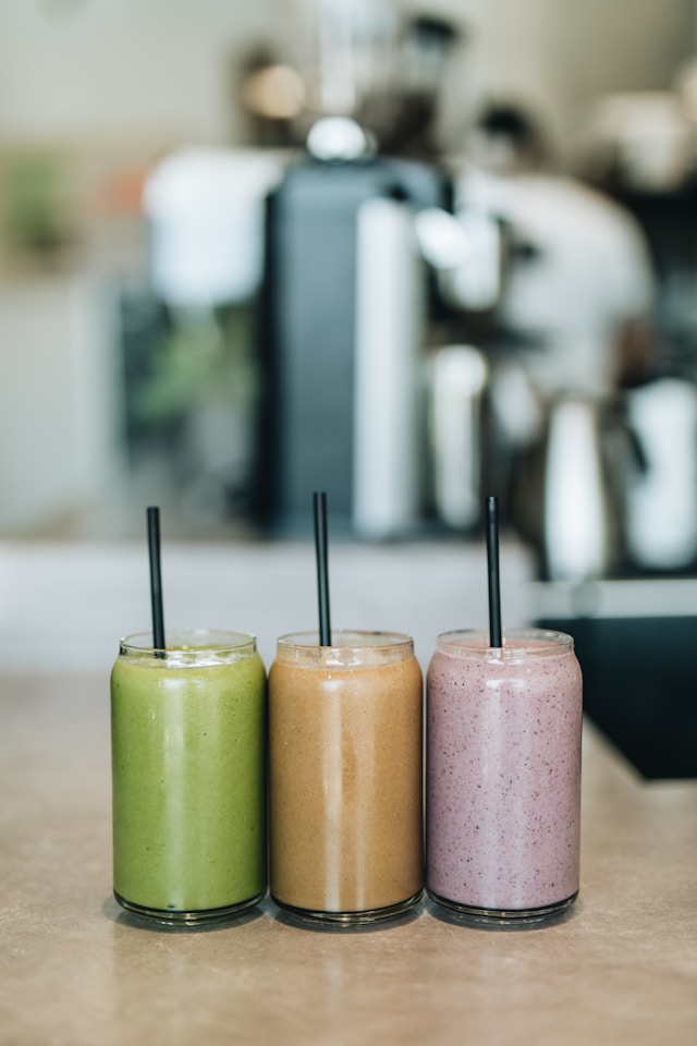 Glasses of fruit smoothies